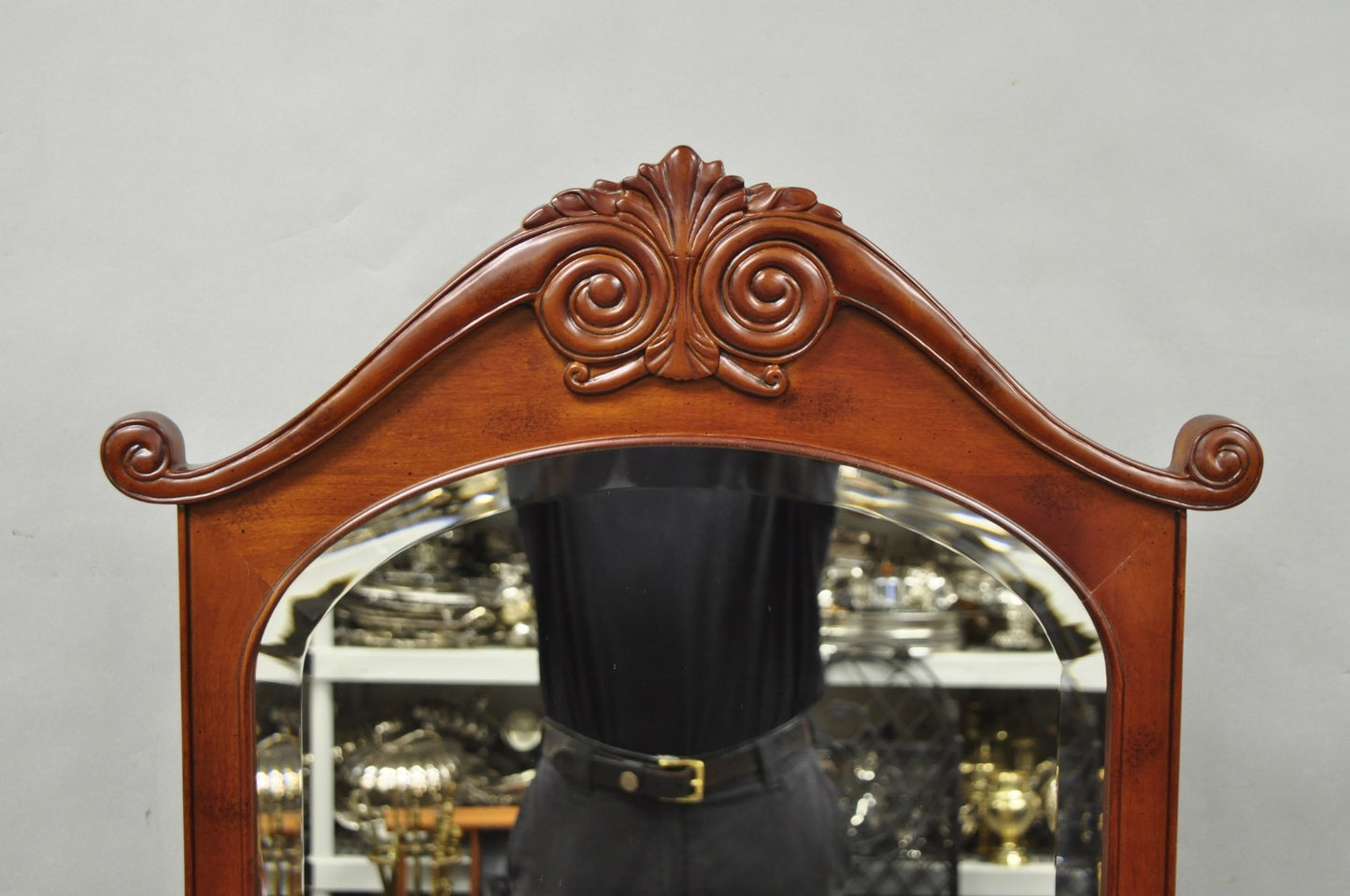 Bombay Company Cherry Wood Victorian Style Standing Cheval Mirror with Drawer