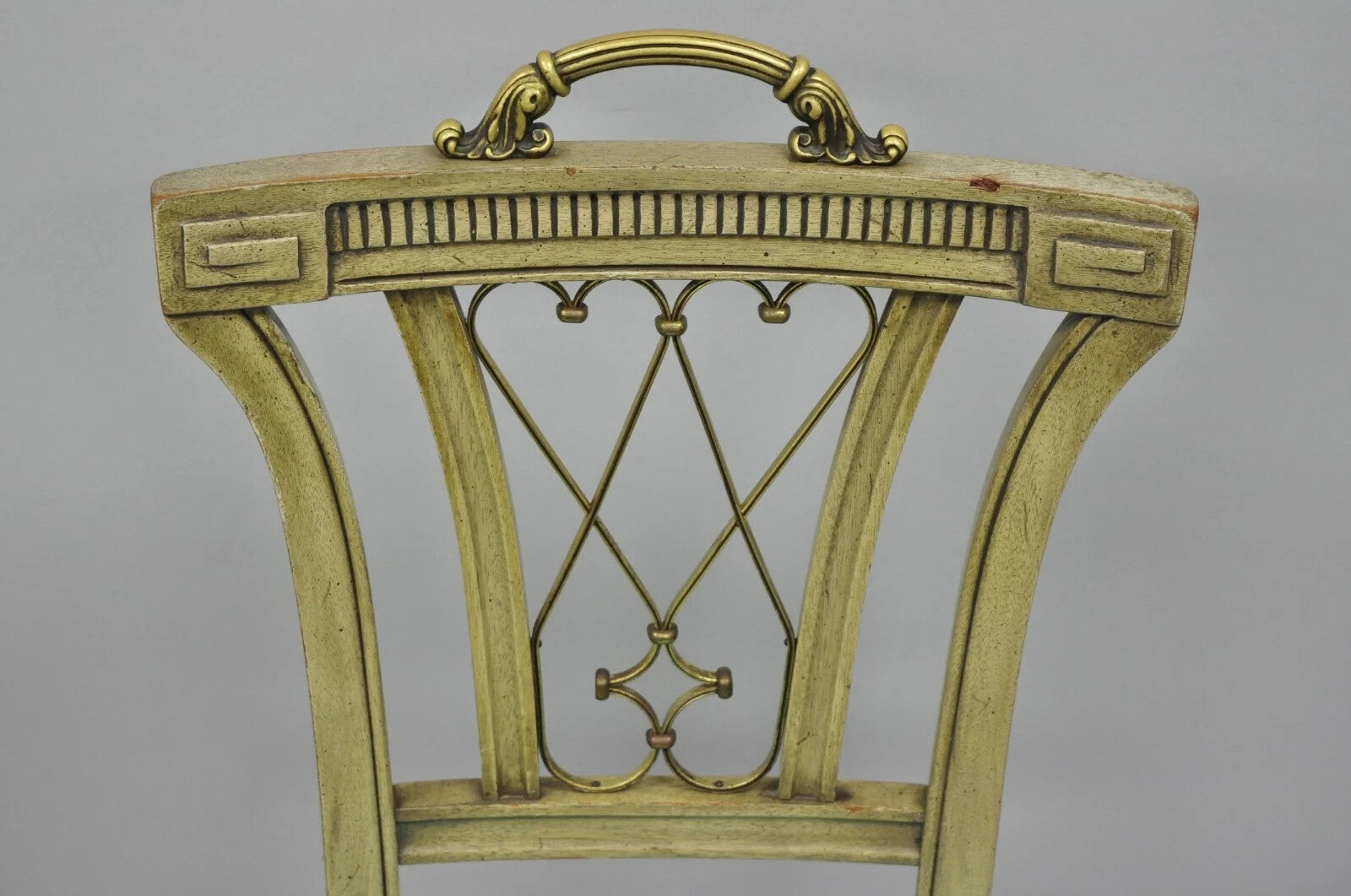 Vintage French Regency Style Mahogany Side Chairs w/ Brass Handles - a Pair