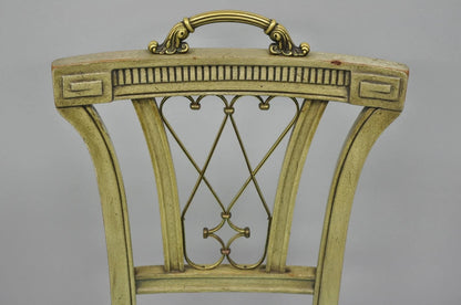 Vintage French Regency Style Mahogany Side Chairs w/ Brass Handles - a Pair