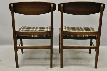 Vintage Mid Century Modern Walnut & Oak Sculptural Dining Side Chairs - a Pair