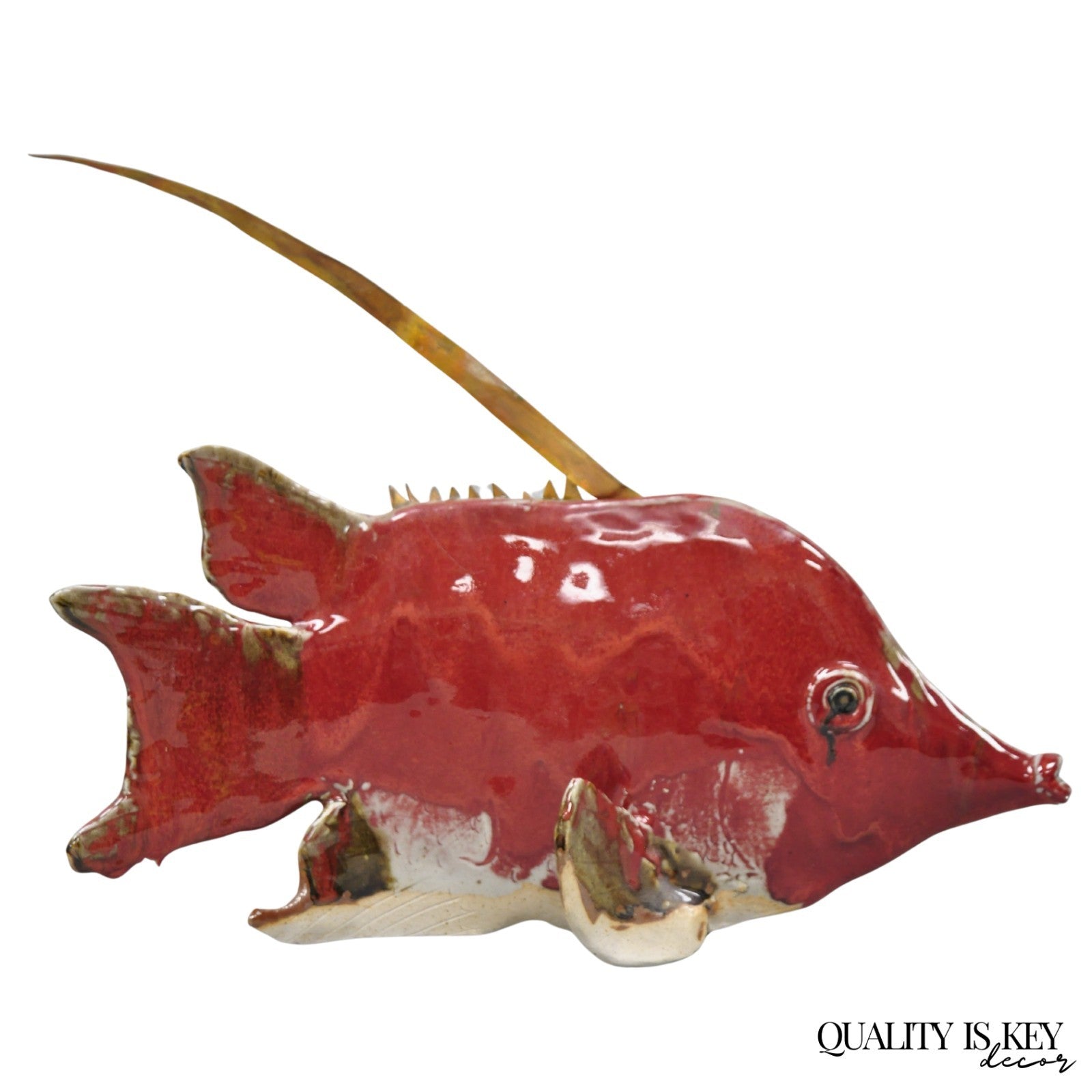 Vintage Mid Century Modern Ceramic Pottery Red Fish by Harry Guthrie Phillips