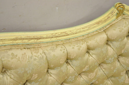 Vintage French Louis XV Rococo Style Yellow & Green Settee Loveseat Sofa