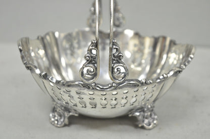 Antique Wallace Bros Victorian Silver Plated Reticulated Small Basket Nut Dish
