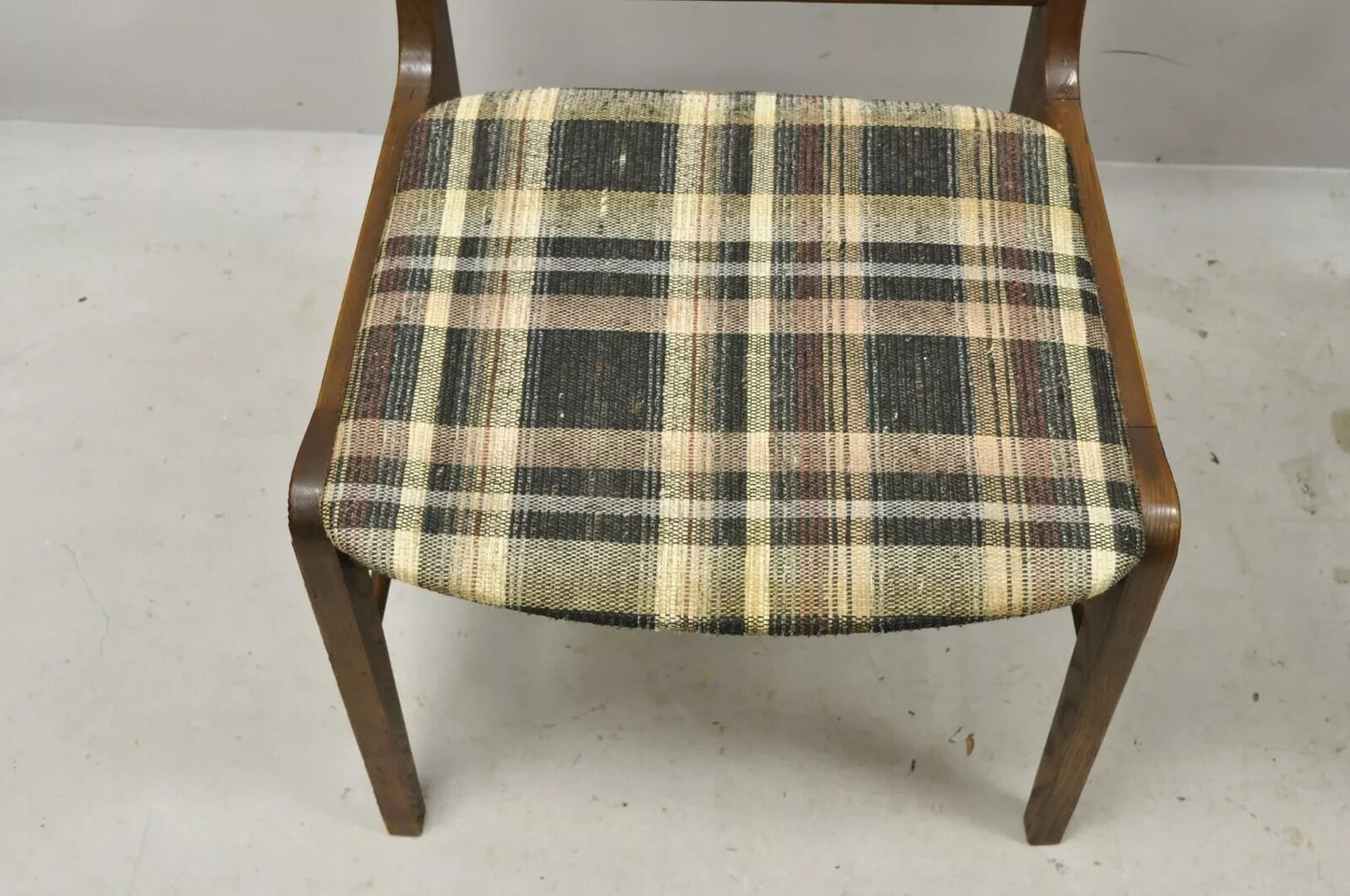 Vintage Mid Century Modern Walnut & Oak Sculptural Dining Side Chairs - a Pair