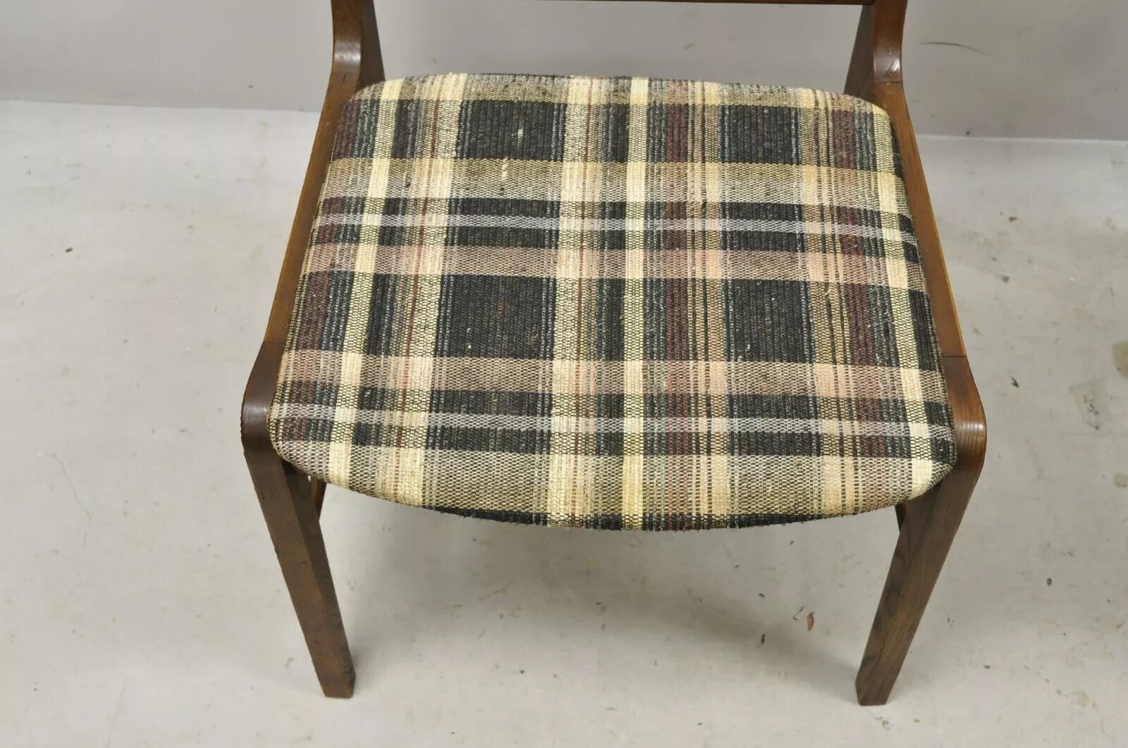 Vintage Mid Century Modern Walnut & Oak Sculptural Dining Side Chairs - a Pair