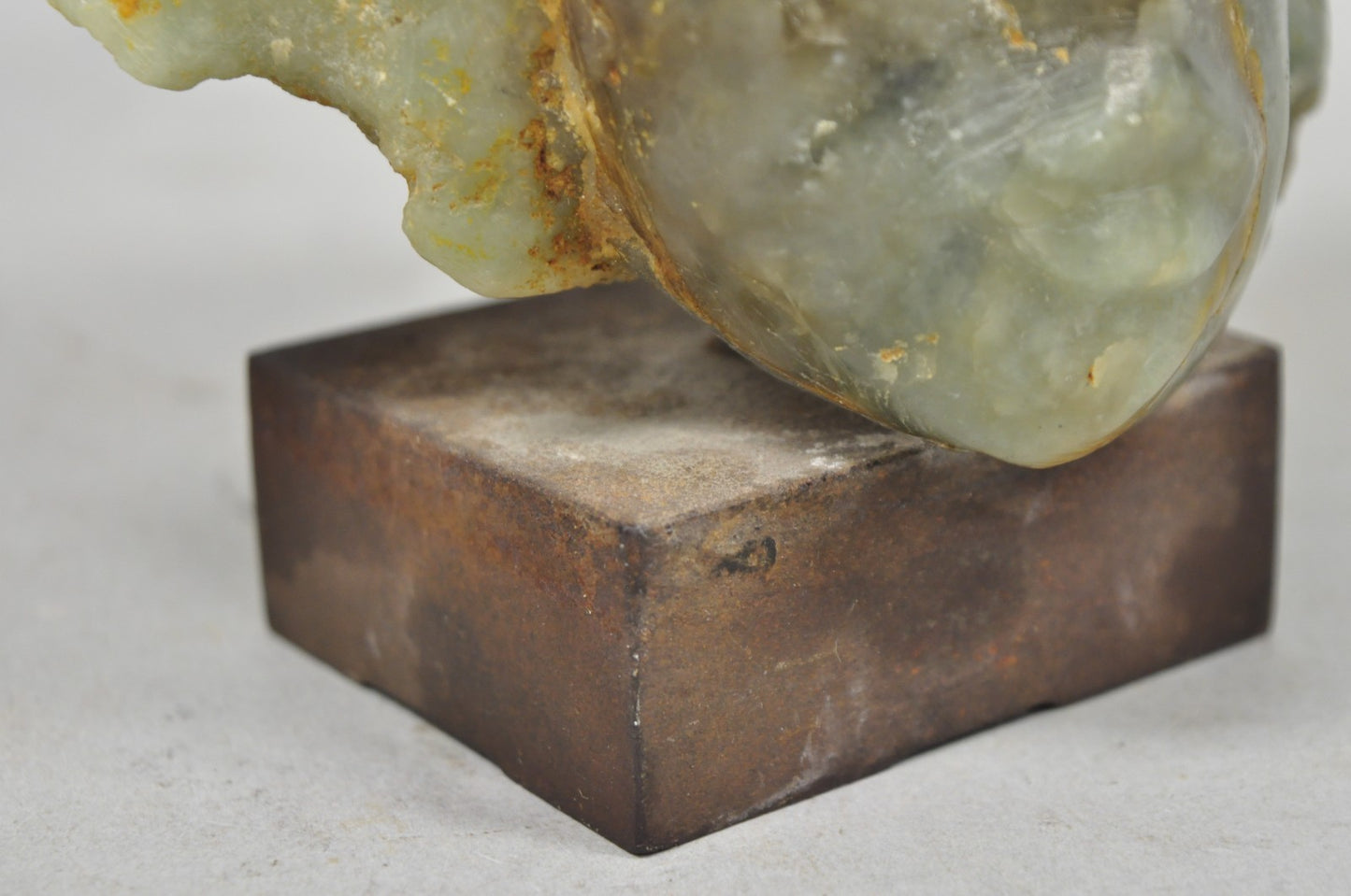 Vintage Chinese Carved Green Soapstone 8" Bust Head Small Figure Sculpture