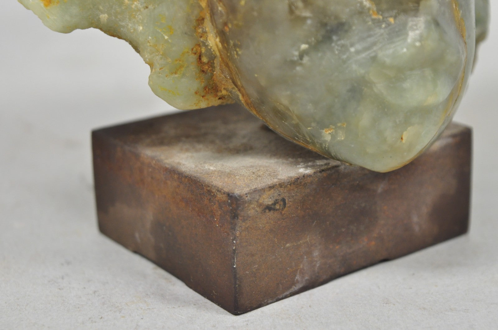 Vintage Chinese Carved Green Soapstone 8" Bust Head Small Figure Sculpture