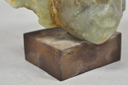 Vintage Chinese Carved Green Soapstone 8" Bust Head Small Figure Sculpture