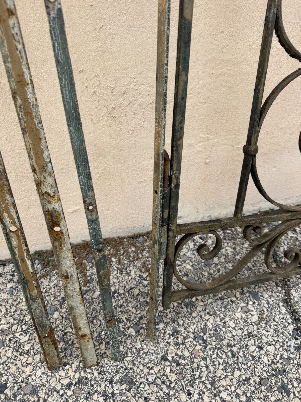 Antique Spanish Renaissance Scrolling Wrought Iron 57 x 45 Garden Entry Gate Set