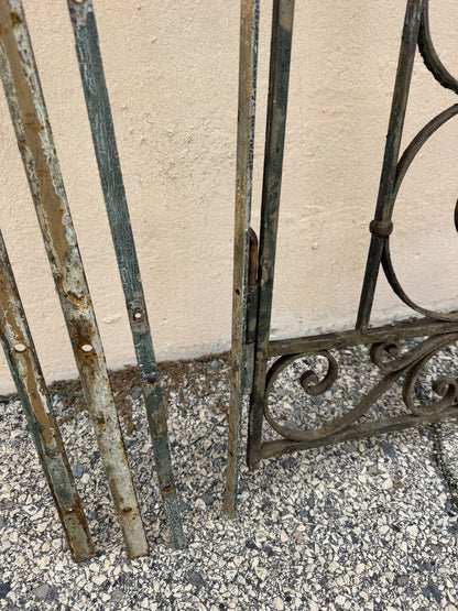 Antique Spanish Renaissance Scrolling Wrought Iron 57 x 45 Garden Entry Gate Set