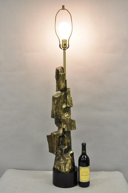 Vintage Richard Barr for Laurel Brutalist Mid Century Modern Metal Table Lamp