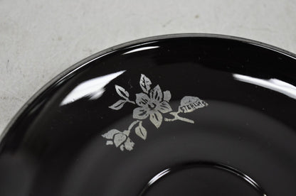 Vintage Rockwell Black Amethyst Glass Creamer Sugar Set Sterling Silver Overlay