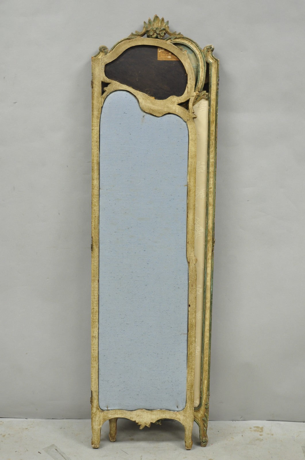 Antique French Louis XV Hand Painted Petite 3 Panel Folding Dressing Screen