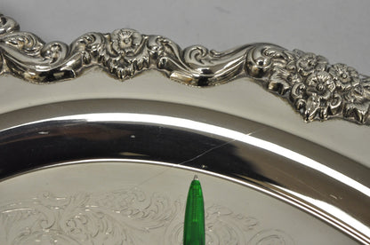 Vintage Extra Large Oval Silver Plated Serving Platter Bar Tray w/ Smoked Finish