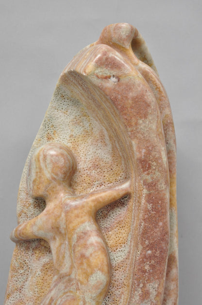 Vintage Seymour Shuren Modern Pink Carved Marble Abstract Nude Figure Sculpture