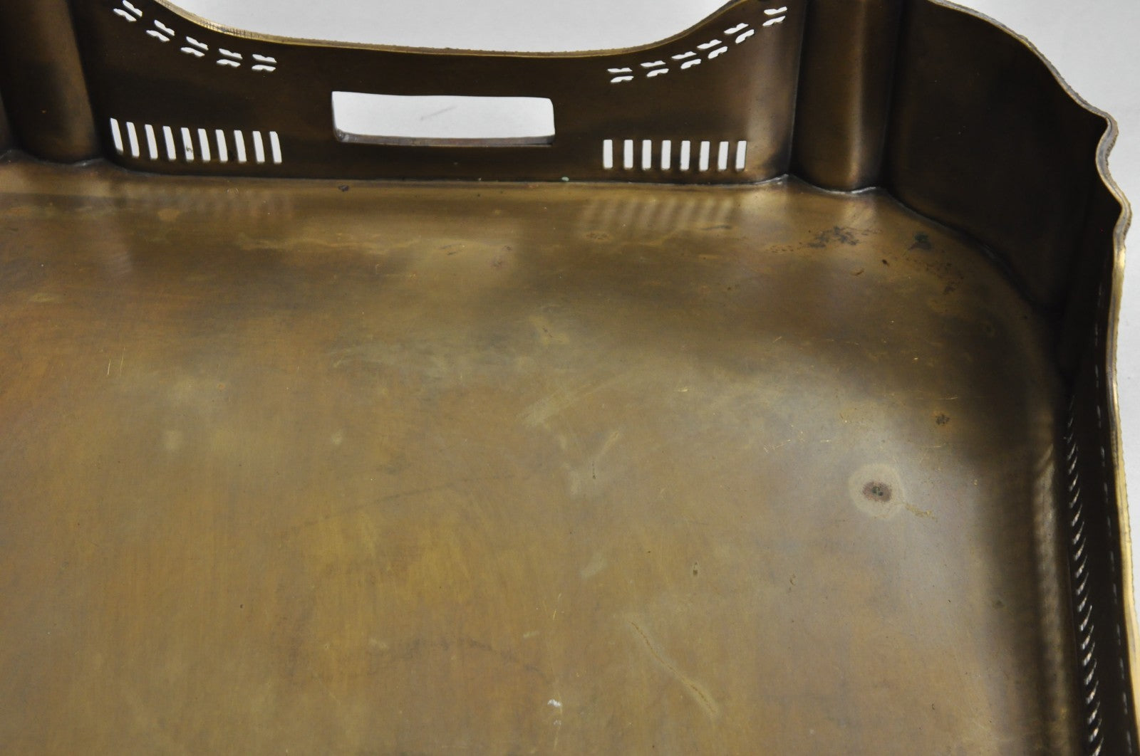 Contemporary Large Burnished Brass Serving Platter Butlers Bar Tray on Feet