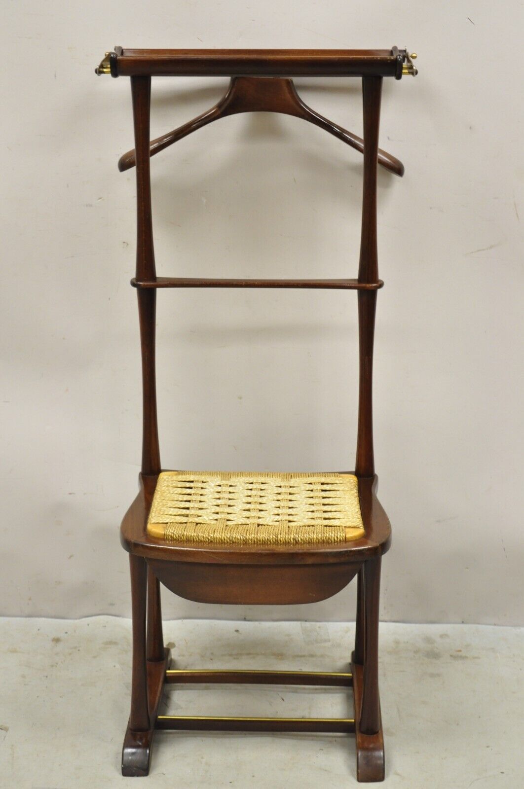 Vintage SPQR Mid Century Italian Modern Clothing Valet Seat Chair with Drawer