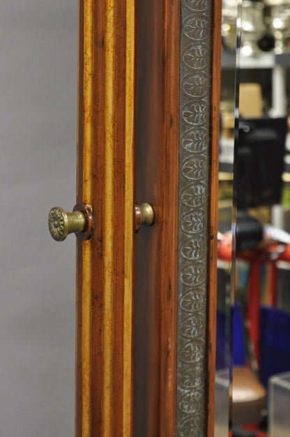 Maitland Smith French Empire Style Mahogany Paw Foot Tall Dressing Cheval Mirror
