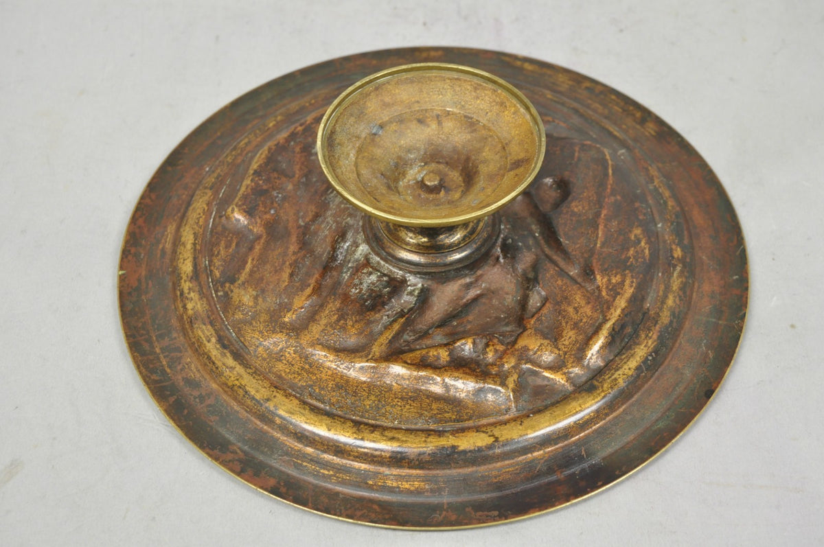 19th C. Emile Louis Picault Macbeth Bronze Relief Pedestal Compote Tazza Dish