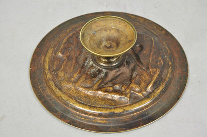 19th C. Emile Louis Picault Macbeth Bronze Relief Pedestal Compote Tazza Dish