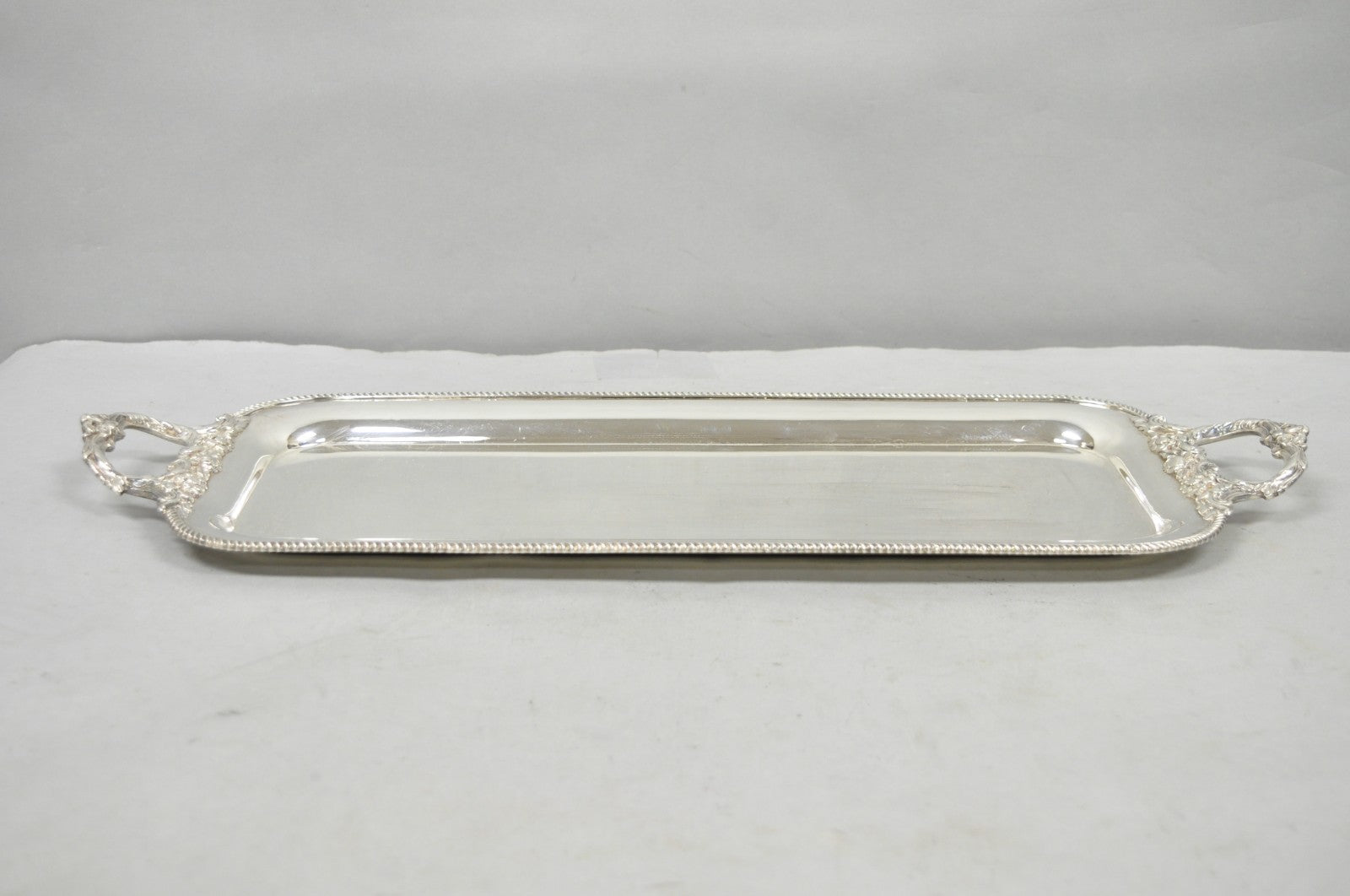 Vintage Barker Ellis English Regency Narrow Silver Plated Serving Dish Bar Tray