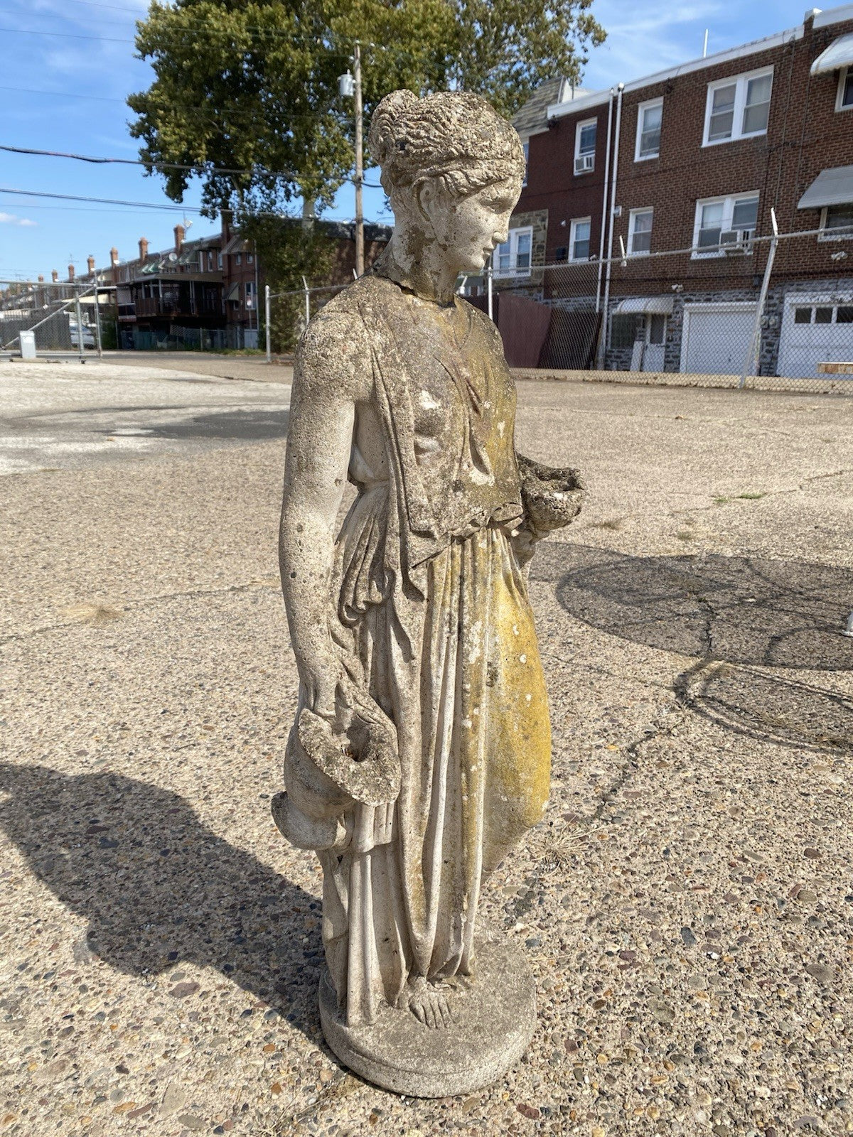 Vintage Greek Classical Goddess Hebe Concrete Stone 40" Garden Statue Figure
