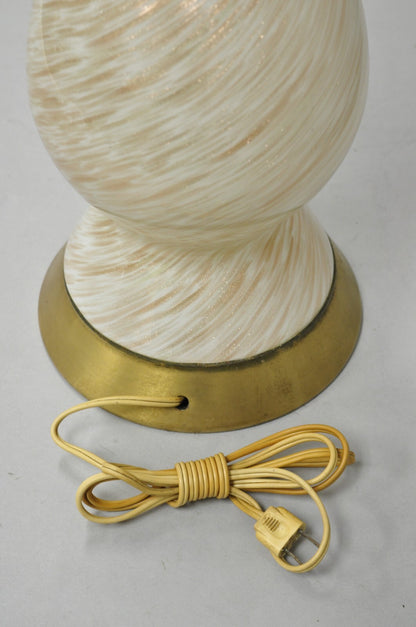 Vintage Mid Century Modern Italian Glass Murano Swirl Table Lamp w/ Gold Flecks