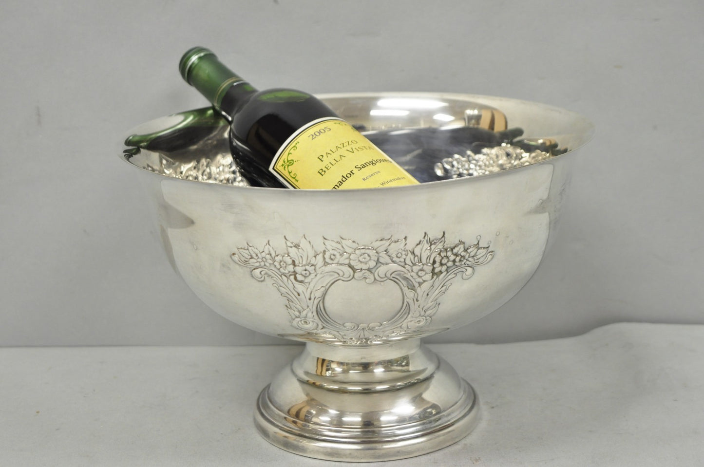 Vintage Leonard Victorian Silver Plated Punch Bowl Champagne Chiller Ice Bucket