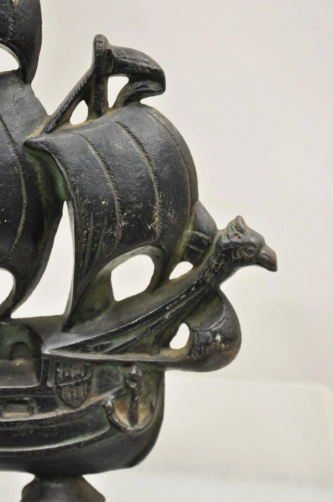 Antique Victorian 1930 Creation Co Cast Iron Figural Ship Boat Door Stop (B)