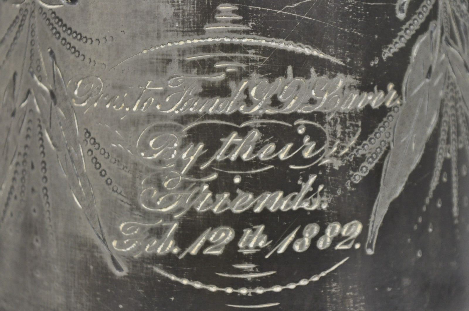 Antique English Victorian Silver Plated Tilting Coffee Pot on Stand w/ Engraving