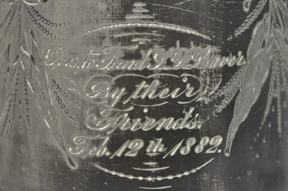 Antique English Victorian Silver Plated Tilting Coffee Pot on Stand w/ Engraving