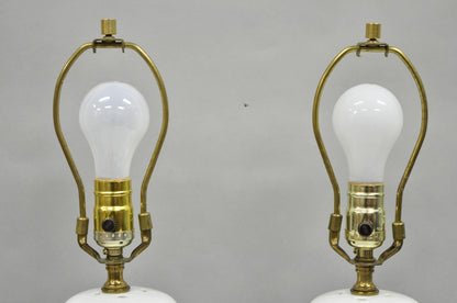Chinoiserie White Blanc De Chine Porcelain Ginger Jar Oriental Table Lamp Pair