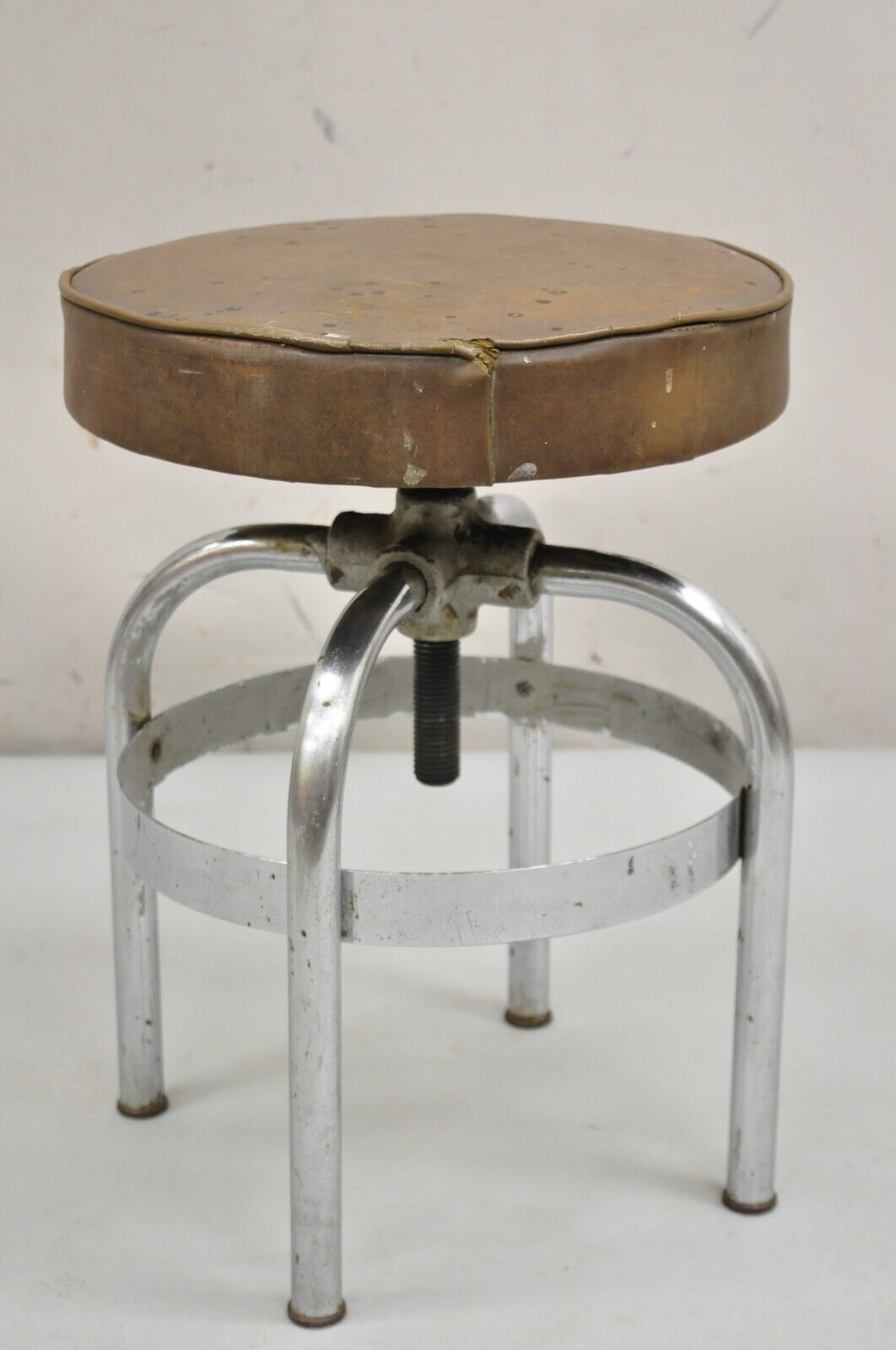 Vintage Helene Curtis Industrial Steel Metal Adjustable Medical Exam Stool