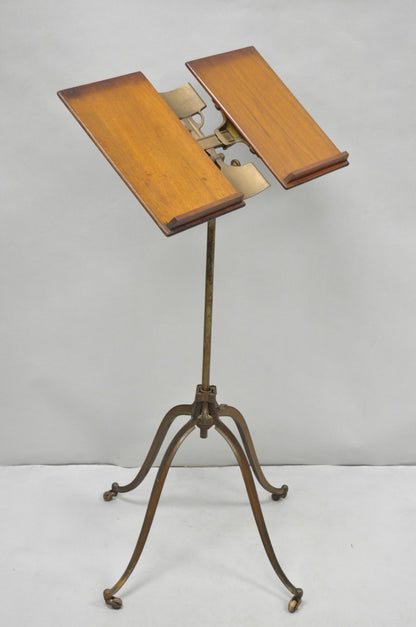 Antique R.M. Lambie Victorian Walnut & Cast Iron Bible Book Stand Lectern