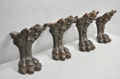 Victorian Style Cast Iron Bathtub Lion Claw Foot Paw Feet Floral Design 4 Pc Set