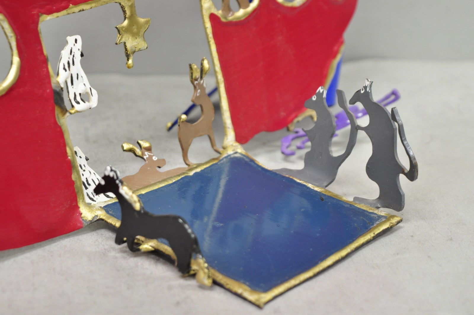 Modern Noah's Ark Cut Steel Judaica Art Hannukah Menorah Candelabra Sculpture