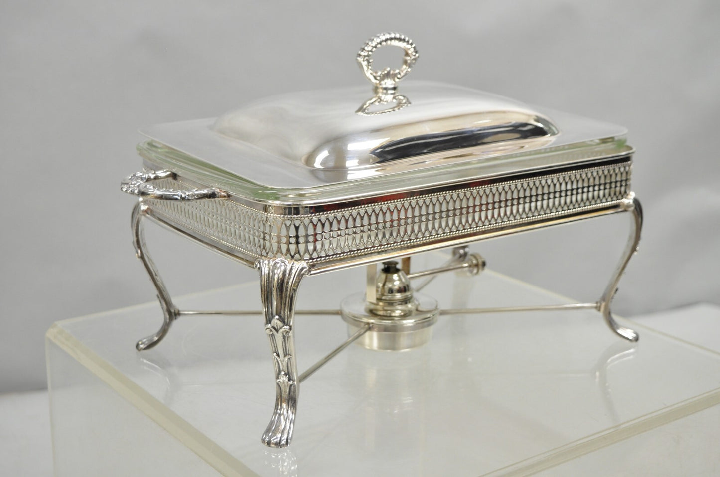 Vintage Sheffield USA Victorian Silver Plated Chafing Dish Buffet Food Warmer
