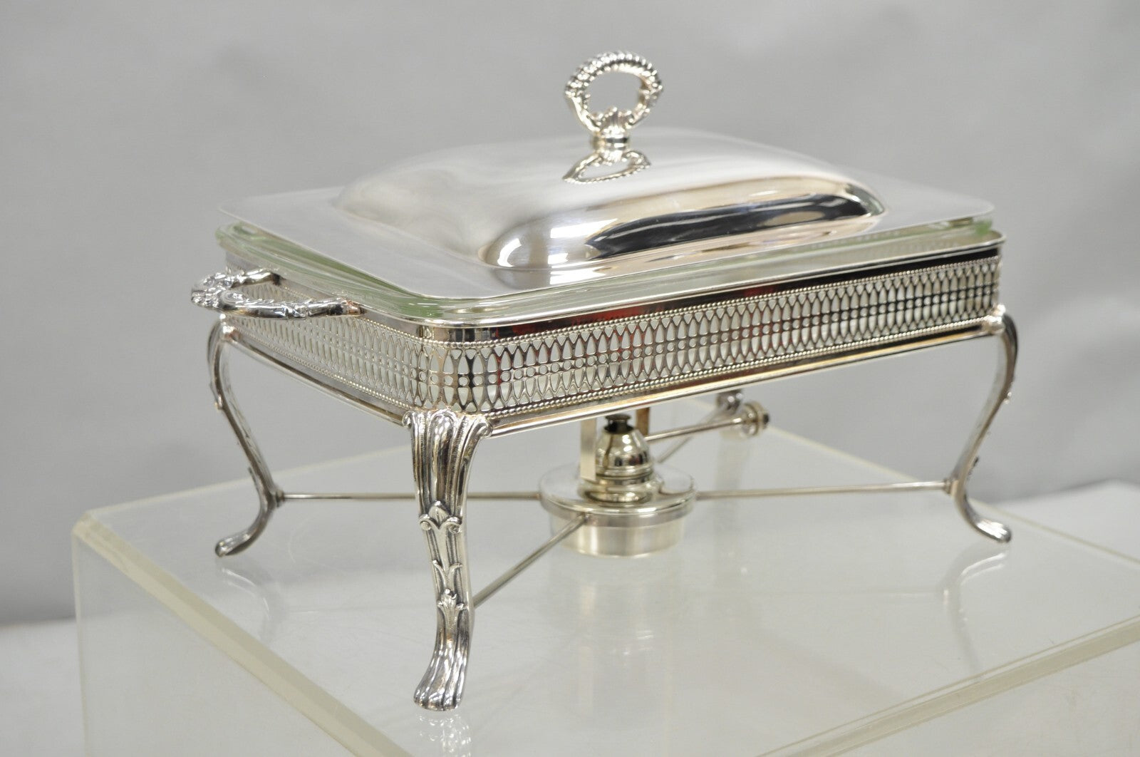 Vintage Sheffield USA Victorian Silver Plated Chafing Dish Buffet Food Warmer