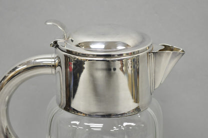 Antique Victorian German Silver Plated Crystal Glass Lemonade Water Pitcher