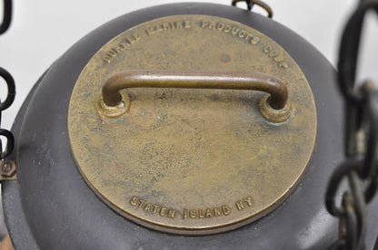 Antique Durkee Marine Ship Lantern Fixture Red Fresnel Pendant Chandelier (A)