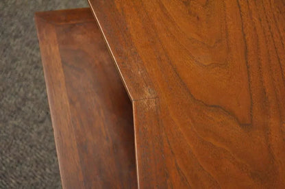 Vintage Mid Century Danish Modern Sculpted Walnut 2 Tier Side End Lamp Table