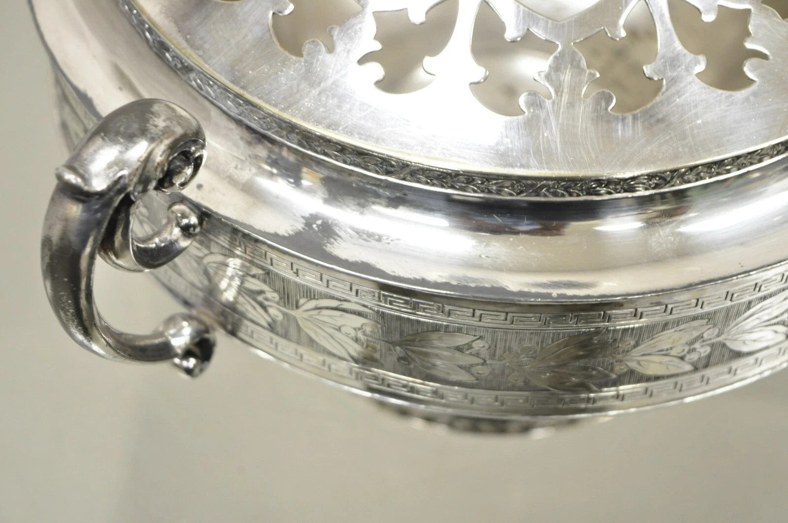 Antique Wallace Bros & Co. Victorian Silver Plated Reticulated Lid Butter Dish