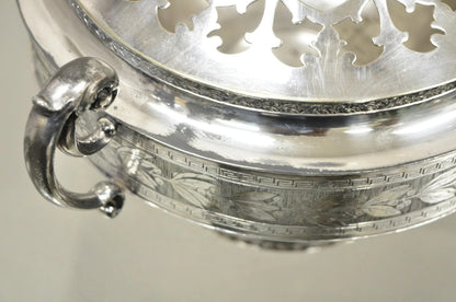 Antique Wallace Bros & Co. Victorian Silver Plated Reticulated Lid Butter Dish