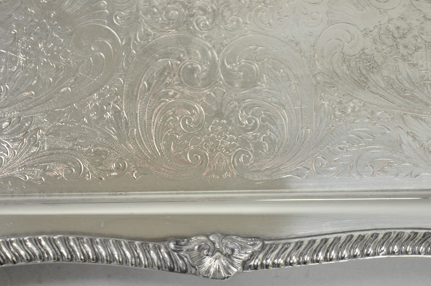 Vintage English Sheffield Victorian Silver Plated Twin Handle Bar Serving Tray