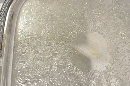Vintage Silver Plated Victorian Style Regency Heavy Twin Handle Platter Tray