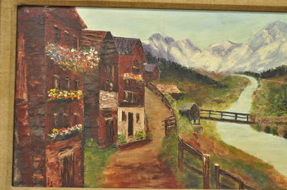 Vintage Angela Dudley "Lake Garda. Italy" Italian Hollywood Regency Oil Painting
