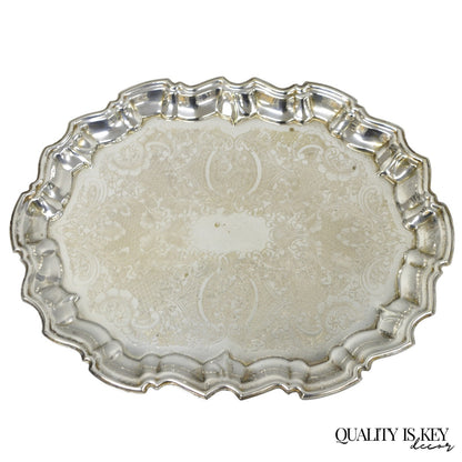 Vintage Kent Silversmiths Scalloped Silver Plated Serving Tray Trinket Dish