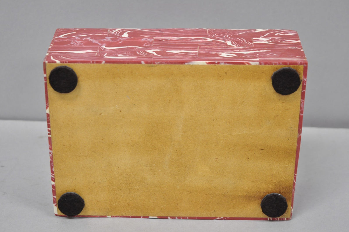 Modern Lava Marble Inlay Pink Coral Covered Jewelry Trinket Box by Current Home