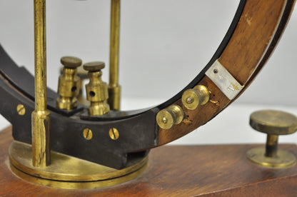 Antique Victorian Wood & Brass Tangent Galvanometer Lab Electrical Equipment