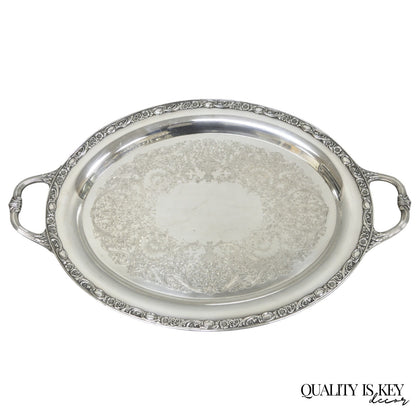 Vintage WM Rogers & Son "Victorian Rose" Silver Plated Oval Serving Platter Tray